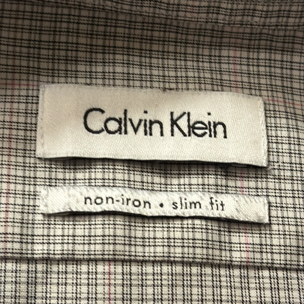 Calvin Klein Plaid Cotton Stretch Classic Button-Down Shirt 17.5